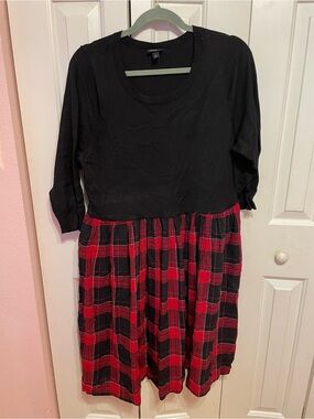 torrid Black Top with Red Plaid Skirt Dress